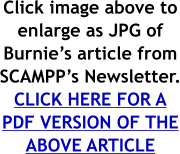 Click image above to enlarge as JPG of Burnie’s article from SCAMPP’s Newsletter. CLICK HERE FOR A PDF VERSION OF THE ABOVE ARTICLE